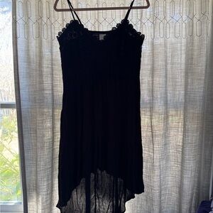 No Boundaries spaghetti straps High Low Black Crochet Dress